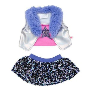 Build A Bear Iridescent Vest & Sequin Skirt Set Outfits | BRWXH3618