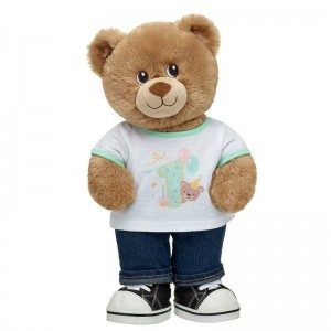 Build A Bear Lil' Cub Brownie Teddy Bear "First Birthday Party" Gift Set Baby Gifts | UGVXN7046