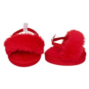 Build A Bear Red Fuzzy Slippers Valentines Day | TSXIC8697