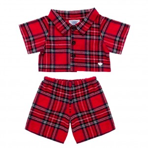 Build A Bear Red Plaid Pjs Outfits | FINMO6053