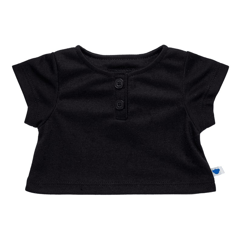 Build A Bear Black Henley Tee Tees | EZVTF4708