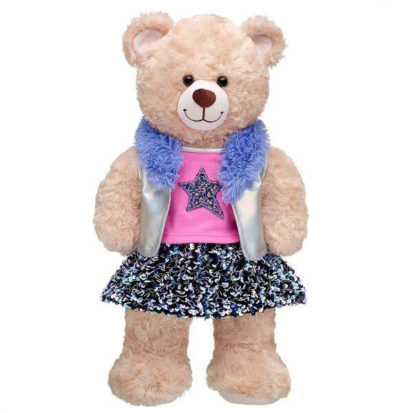 Build A Bear Iridescent Vest & Sequin Skirt Set Outfits | BRWXH3618