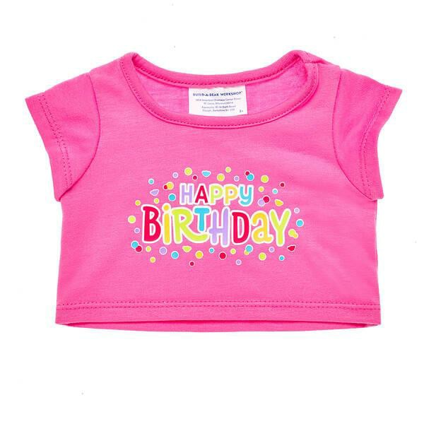 Build A Bear Pink Happy Birthday Tee Birthday Gifts | TKEQL0514