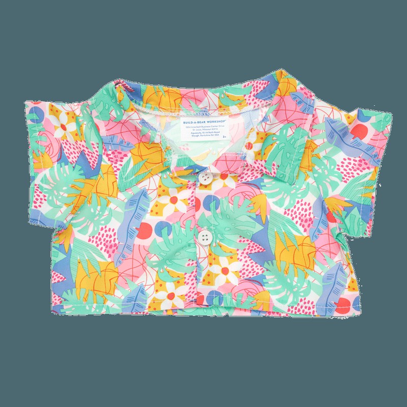 Build A Bear Tropical Button Up Shirt Summer Fun | DHWQV9574